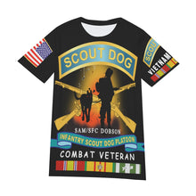 Load image into Gallery viewer, All-Over Print Men&#39;s O-Neck T-Shirt | Cotton - Vietnam Veteran, Scout Dog - SFC Dobson/SAM
