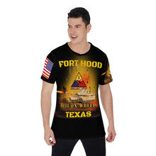 Load image into Gallery viewer, All-Over Print Men&#39;s O-Neck T-Shirt - 2nd Armored Division - Fort Hood, TX Main Battle Tank - M1A1 - Hell on Wheels
