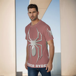 All-Over Print Men's O-Neck T-Shirt - Spyder Ryder - Three Wheel Motion - Marsala Red