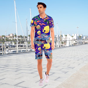 All-Over Print Men's Short Sleeve Shirt Sets "Ocean View"