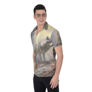 Painted Tree - Shadow Wolf - All-Over Print Men's Shirt