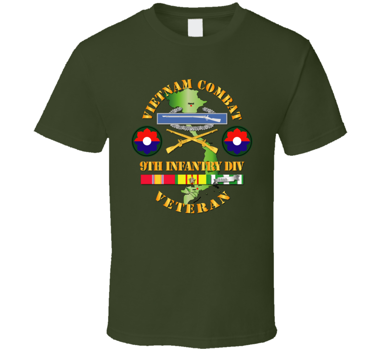 Army - Vietnam Combat Infantry Veteran, with 9th Infantry Division, Shoulder Sleeve Insignia - T Shirt, Hoodie, and Premium