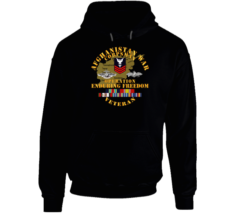 Navy - Afghanistan War  Corpsman - Operation Enduring Freedom  - Veteran W Fmf - Afghan Svc Hoodie