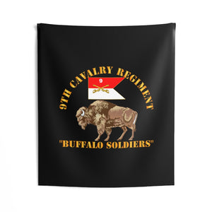 Indoor Wall Tapestries - Army - 9th Cavalry Regiment - Buffalo Soldiers w 9th Cav Guidon