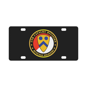 Army - 2nd Cavalry Division - Buffalo Soldiers Classic License Plate