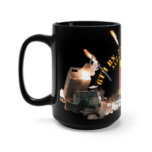 Load image into Gallery viewer, Black Mug 15oz - Army - Alpha Battery, 6th Battalion, 27th Artillery (Steel Rain) - Missiles Firing
