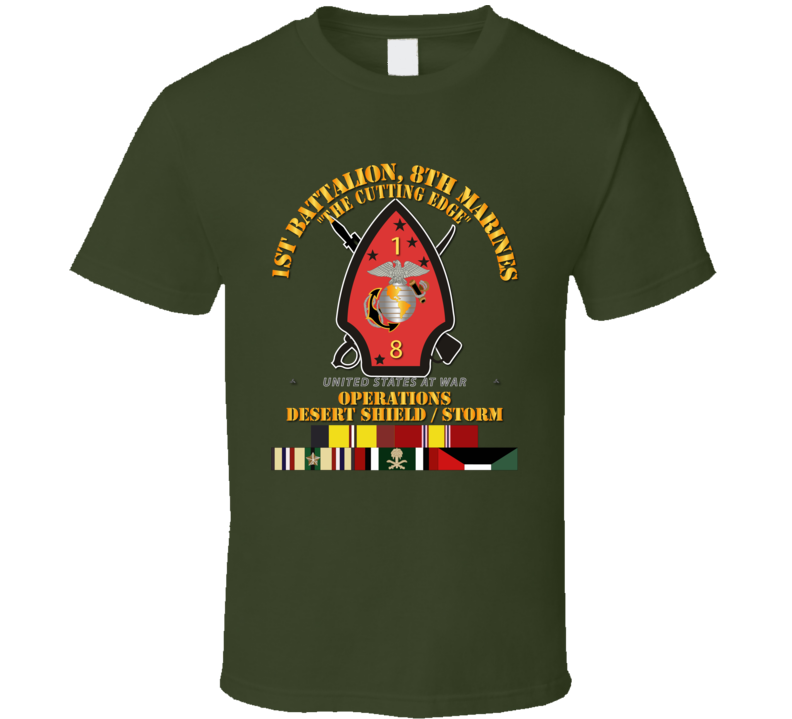 Usmc - 1st Bn, 8th Marines - Ds Sns W Svc T Shirt