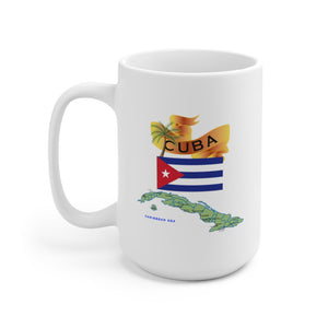 Ceramic Mug 15oz - Cuba - Cuba with Palm and Map Green X 300