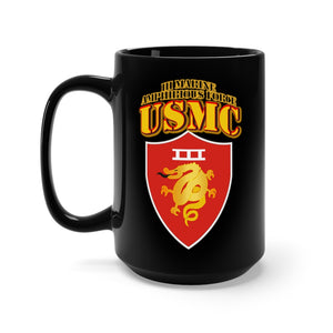 Black Mug 15oz - USMC -  III Marine Amphibious Force - MAF