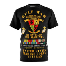 Load image into Gallery viewer, Unisex AOP Cut &amp; Sew Tee - USMC - Gulf War Veteran - 3rd Bn, 5th Marines w CAR GULF SVC
