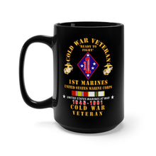 Load image into Gallery viewer, Black Mug 15oz - USMC - Cold War Vet - 1st Marines w COLD SVC X 300
