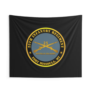 Indoor Wall Tapestries - Army - 25th Infantry Regiment - Fort Missoula, MT - Buffalo Soldiers w Inf Branch V1