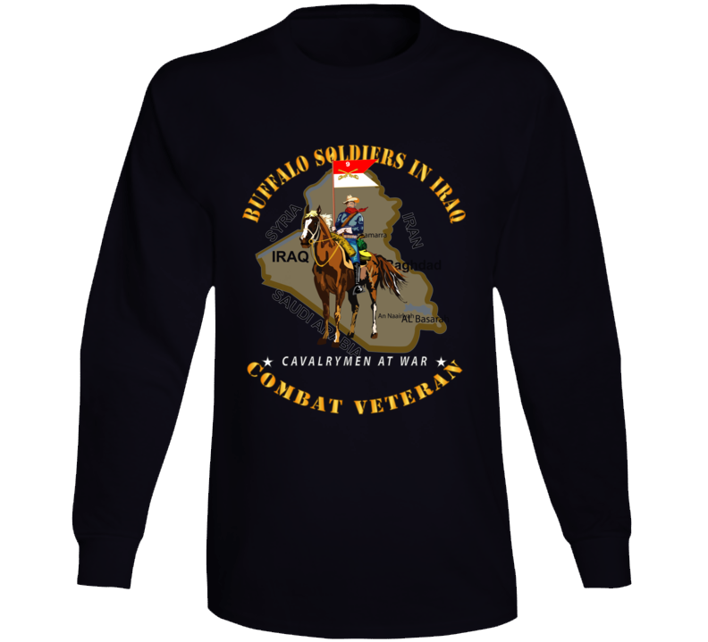 Army - Buffalo Soldiers In Iraq - Cavalrymen At War - 9th Cav Guidon  Long Sleeve