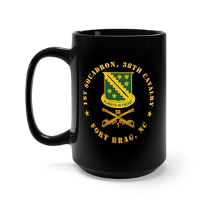 Black Mug 15oz - Army - 1st Squadron, 38th Cavalry - Fort Bragg, NC w DUI - Cav Branch  wo Bck X 300