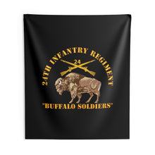 Load image into Gallery viewer, Indoor Wall Tapestries - Army - 24th Infantry Regiment - Buffalo Soldiers w 24th Inf Branch Insignia
