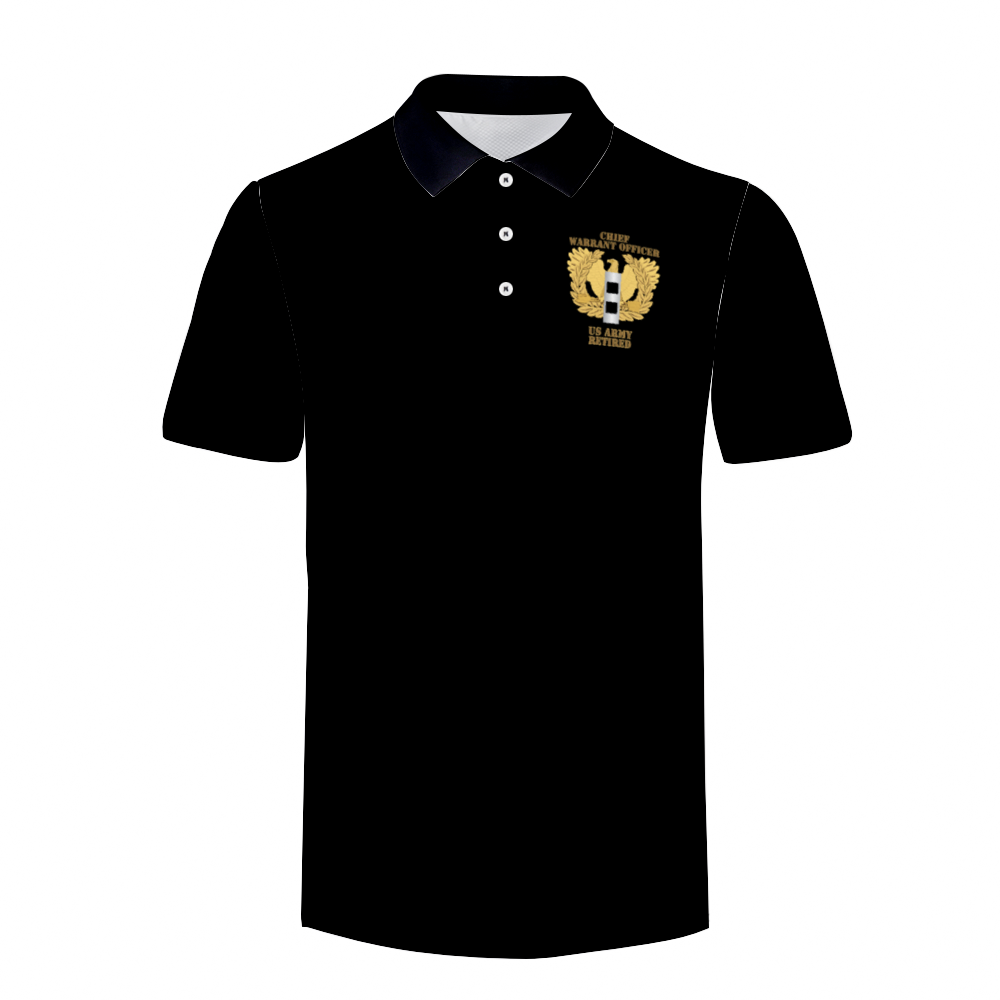 Custom Shirts All Over Print POLO Neck Shirts - Army - Emblem - Warrant Officer - CW2 - Retired