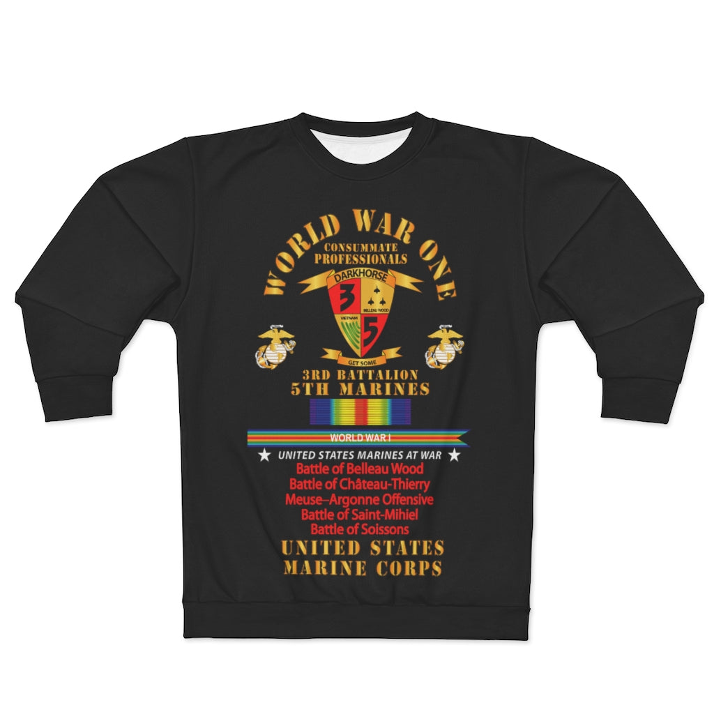 AOP Unisex Sweatshirt - USMC - WWI  - 3rd Bn, 5th Marines - w  WWI Ribbon - Streamer