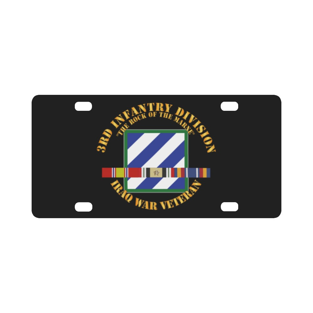 Army - 3rd ID - Iraq Vet - The Rock of the Marne w SVC Ribbons Classic License Plate