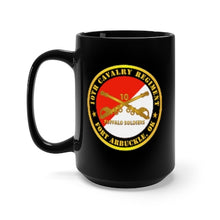 Load image into Gallery viewer, Black Mug 15oz - Army - 10th Cavalry Regiment - Fort Arbuckle, OK - Buffalo Soldiers w Cav Branch
