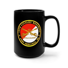 Load image into Gallery viewer, Black Mug 15oz - Army - 10th Cavalry Regiment - Fort Arbuckle, OK - Buffalo Soldiers w Cav Branch
