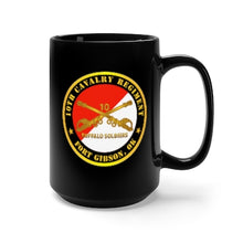 Load image into Gallery viewer, Black Mug 15oz - Army - 10th Cavalry Regiment - Fort Gibson, OK - Buffalo Soldiers w Cav Branch
