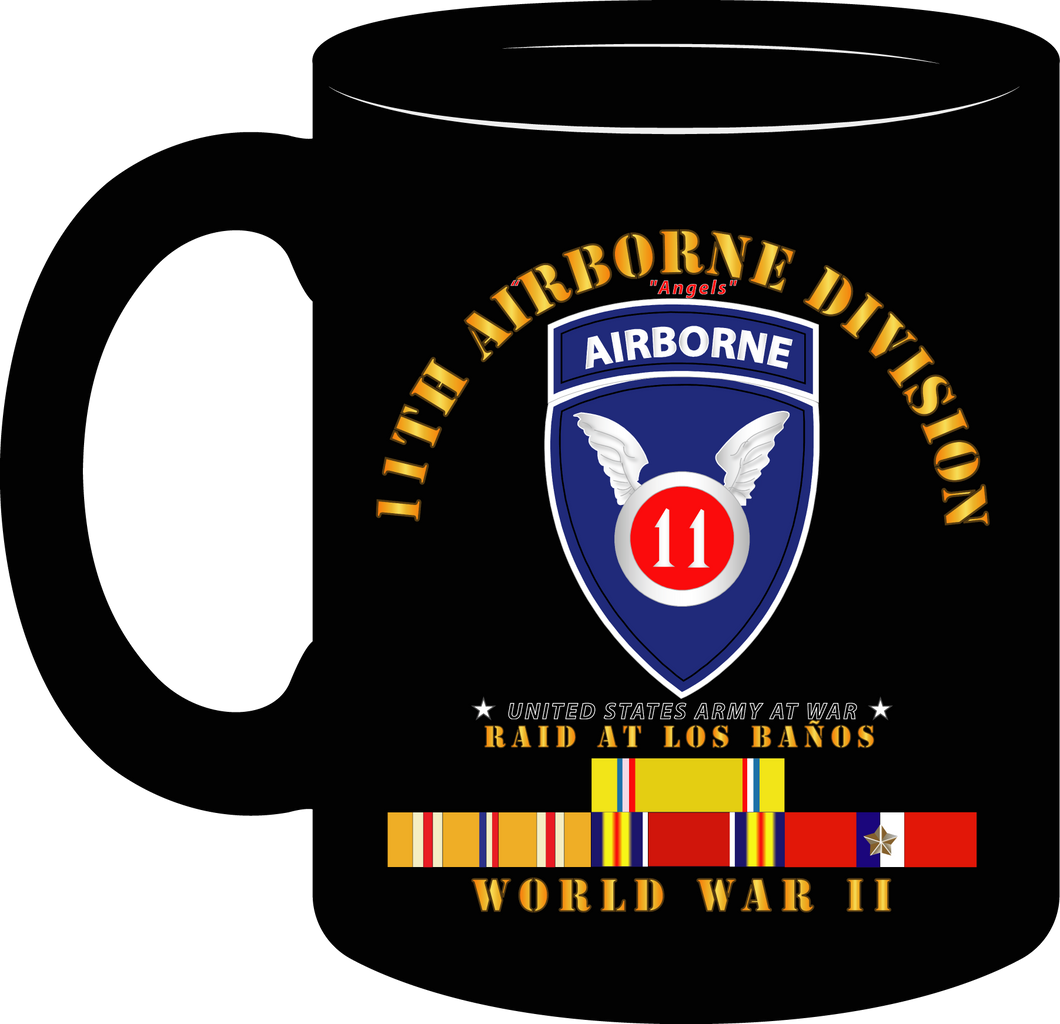 Army - 11th Airborne Division - Raid at Los Baños - World War II with Pacific Service Ribbons - Mug