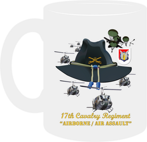 Army - 17th Cavalry - Airborne - Air Assault  with Branch Flash with Slicks - Mug
