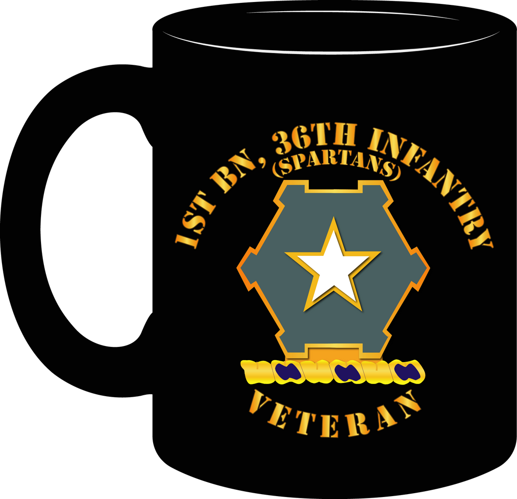 Army - 1st Battalion 36th Infantry Distinctive Unit Insignia - Spartans - Veteran - Mug