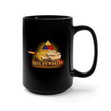 Load image into Gallery viewer, Black Mug 15oz - Army - 2nd Armored Division  - M1A1 Tank  - Hell on Wheels w Fire X 300
