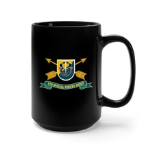 Load image into Gallery viewer, Black Coffee Mug 15oz - Army - 8th Special Forces Group - Flash w Br - Ribbon X 300
