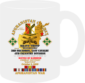 Army - Battle of Kamdesh "COP Keating", 61st Cavalry with AFGHANISTAN Service Ribbons, "Never Forget" Mug