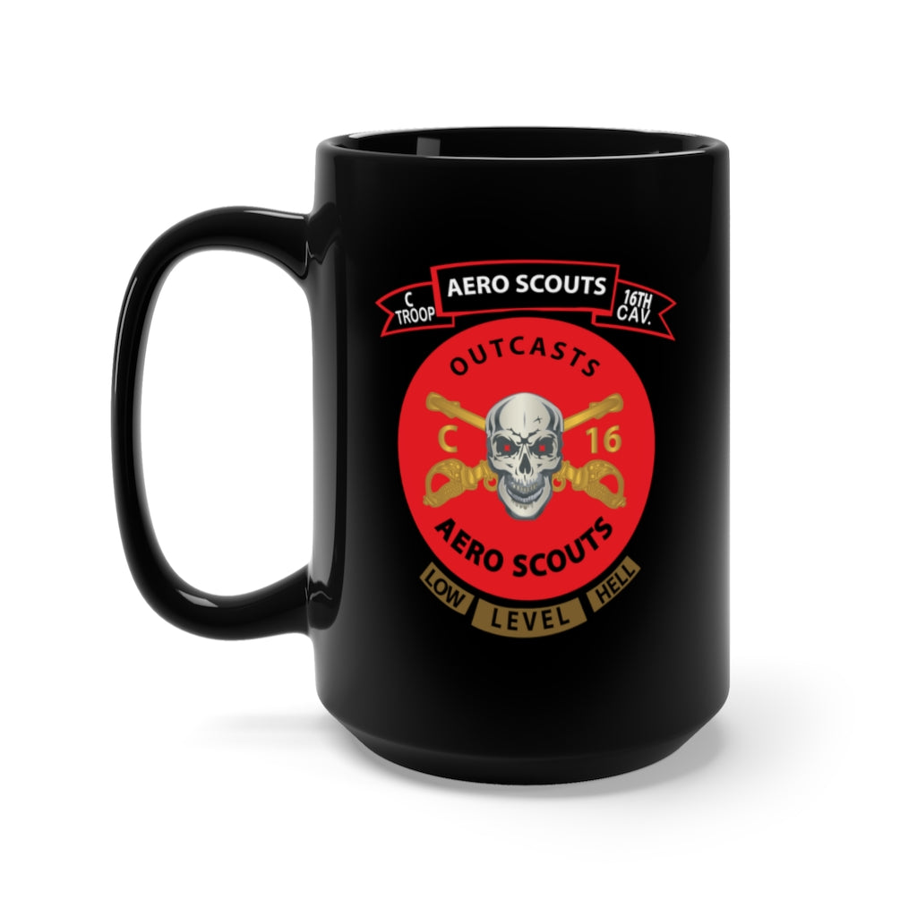 Black Coffee Mug 15oz - Army - C Co 16th Cavalry Regiment Aero Scouts - Vietnam - SSI X 300