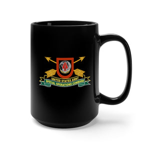 Black Coffee Mug 15oz - Army - US Army Special Operations Command - DUI - New - Flash w Br - Ribbon X 300