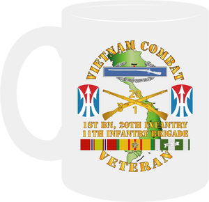 Army - Vietnam Combat Veteran with Combat Infantryman Badge (CIB), 1st Battalion, 20th Infantry, 11th Infantry Brigade Patch - Mug