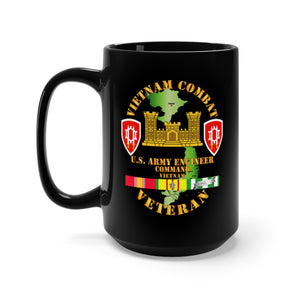 Black Mug 15oz - Army - Vietnam Combat Engineer - Engineer Command Vietnam w SVC