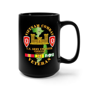 Black Mug 15oz - Army - Vietnam Combat Engineer - Engineer Command Vietnam w SVC