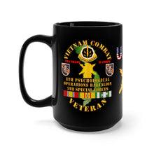 Load image into Gallery viewer, Black Mug 15oz - Army - Vietnam Combat Vet - 8th PSYOPS Bn - 5th Special Forces Group w VN SVC
