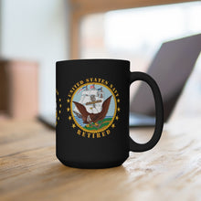 Load image into Gallery viewer, Black Mug 15oz -  Navy - Radioman Rating - Retired with Navy Emblem and American Eagle
