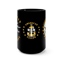 Load image into Gallery viewer, Black Mug 15oz -  Navy - Radioman Rating - Retired with Navy Emblem and American Eagle
