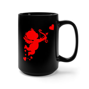 Black Mug 15oz - Cupid Heart - VALENTINE