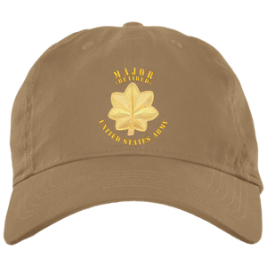 Army - Major - MAJ - Retired - V1 BX001 Embroidered Brushed Twill Unstructured Dad Cap