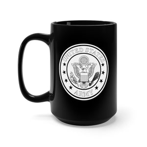 Black Coffee Mug 15oz - Emblem - United States Army - BLK Stars - BW X 300