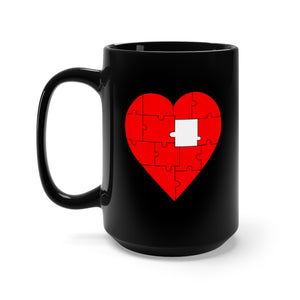 Black Mug 15oz - Heart Puzzle - VALENTINE
