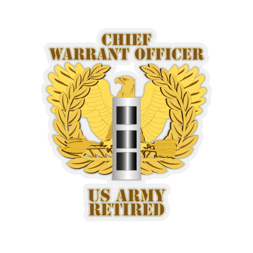 Kiss-Cut Stickers - Army - Emblem - Warrant Officer - CW3 - Retired