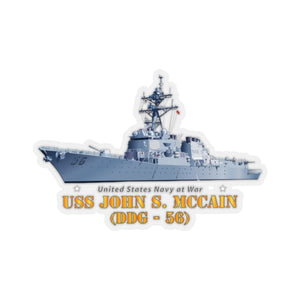 Kiss-Cut Stickers - Navy - Destroyer - USS John S McCain -  Ship on Top Txt