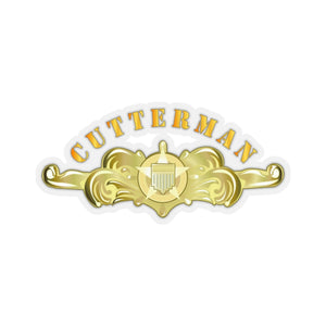Kiss-Cut Stickers - USCG - Cutterman Badge - Officer - Gold w Top Txt