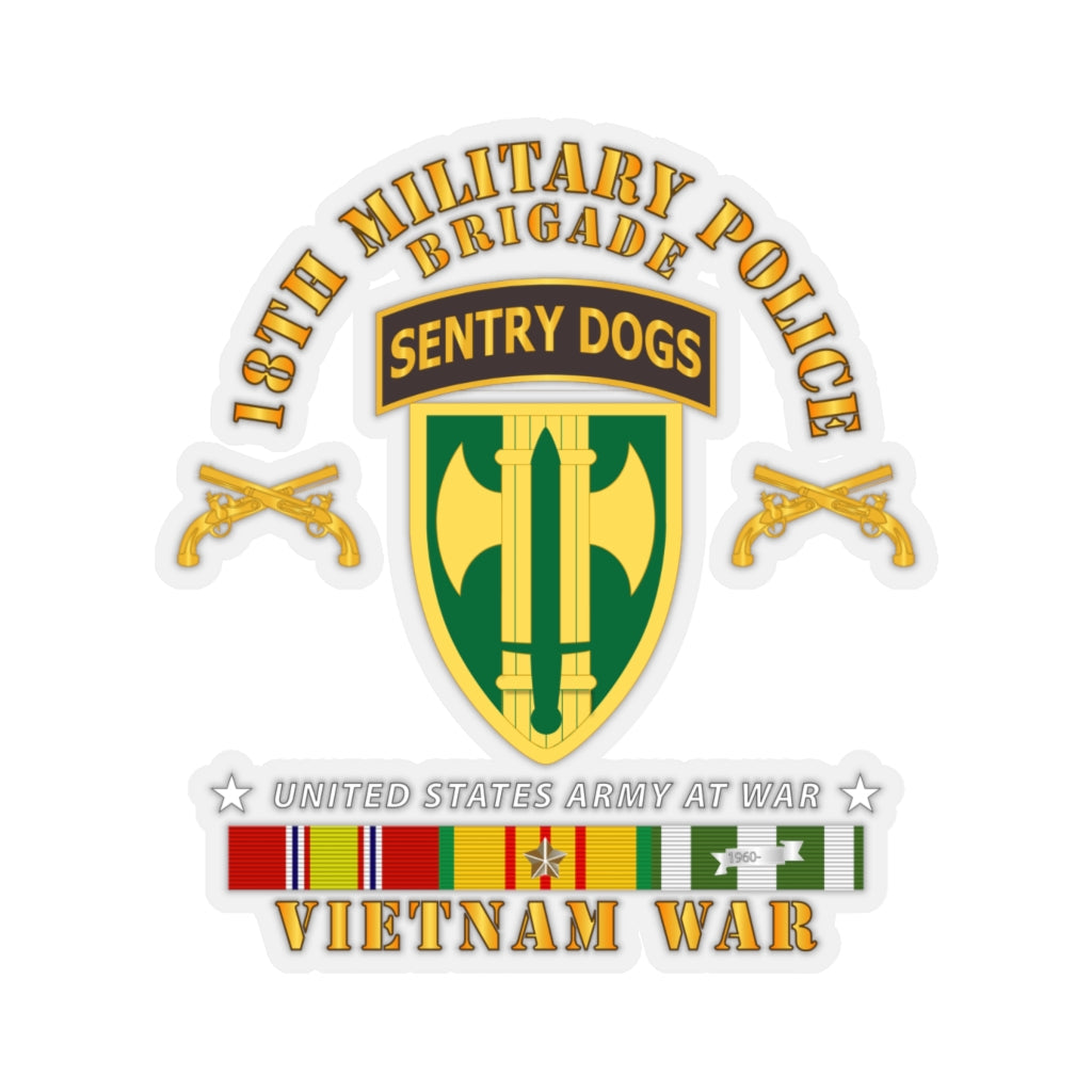 Kiss-Cut Stickers - Army - 18th MP Brigade - Sentry Dogs Tab - Vietnam w VN SVC