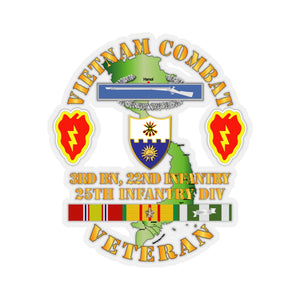 Kiss-Cut Stickers - Vietnam Combat Infantry Veteran w 3rd Bn 22nd Inf - 25th ID