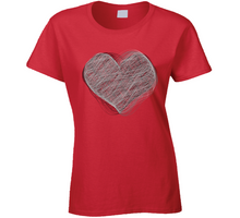 Load image into Gallery viewer, HEART SCRIBBLE - VALENTINE - Ladies T Shirt
