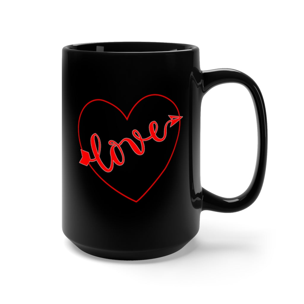 Black Mug 15oz - Love Heart - VALENTINE